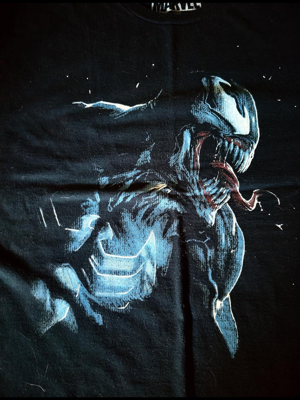 Marvel Black Tee with Blue Venom Artwork